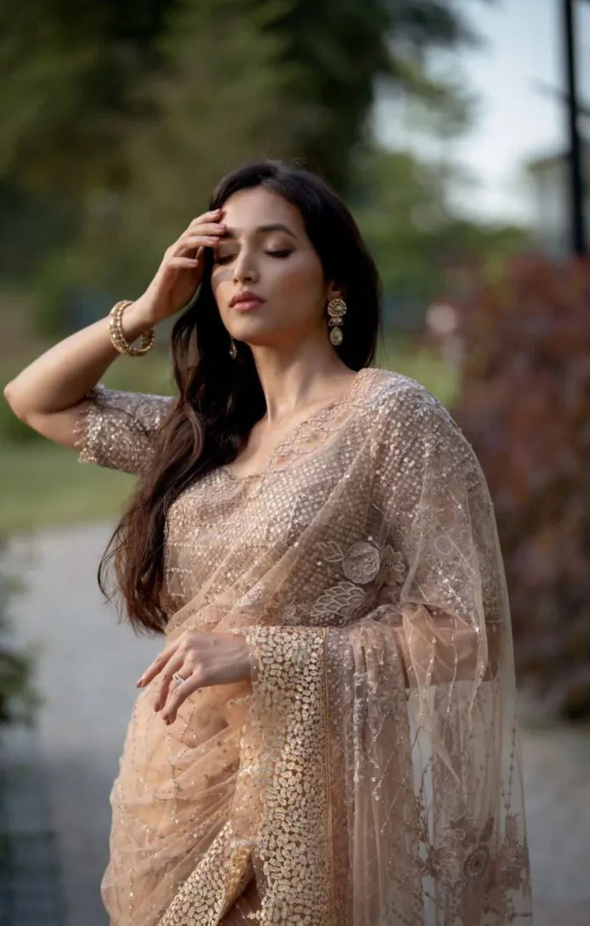 Beautiful Designer Heavy Georgette Exclusive Sequanc Saree Design 5298