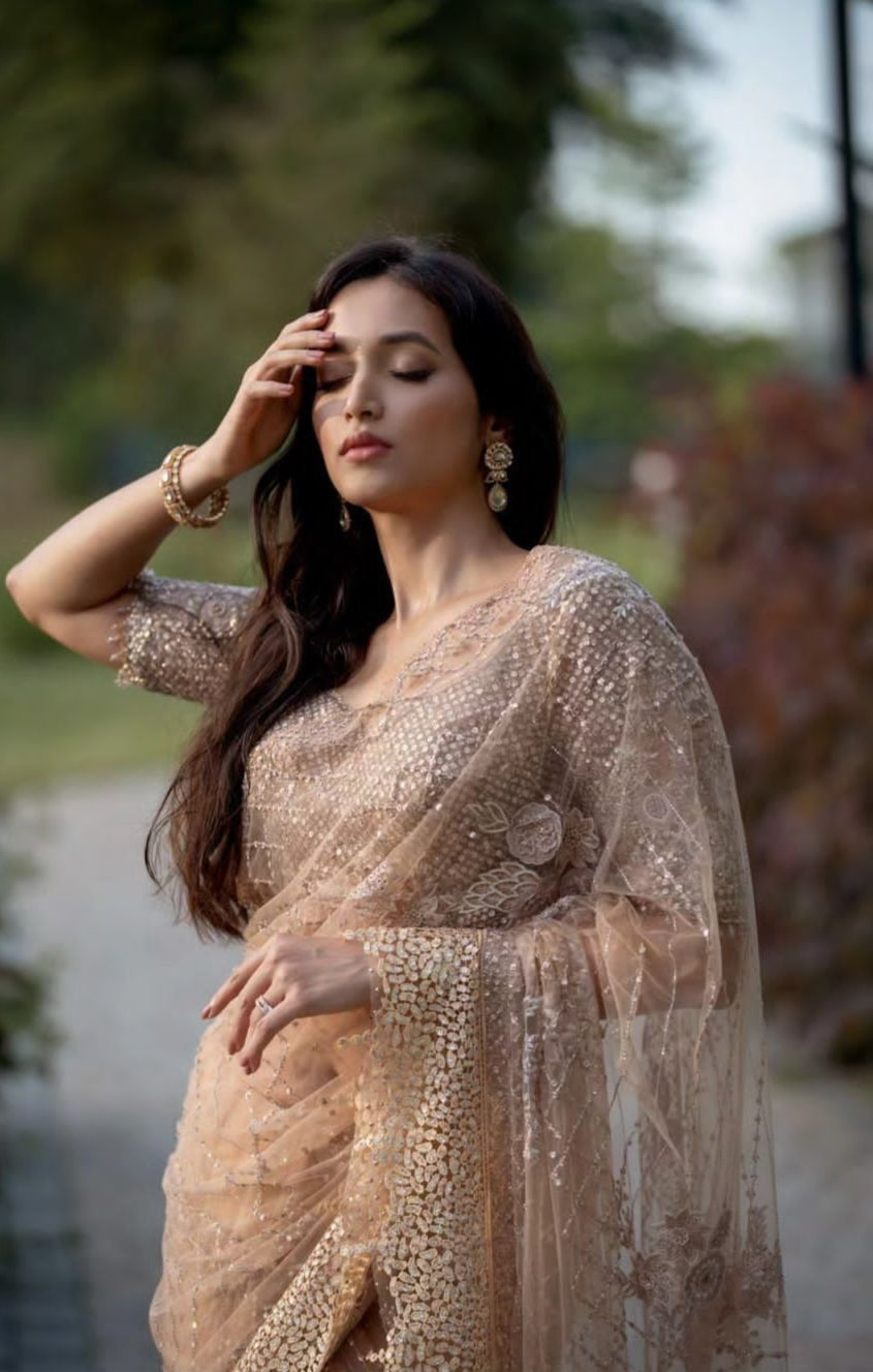 Beautiful Designer Heavy Georgette Exclusive Sequanc Saree Design 5298