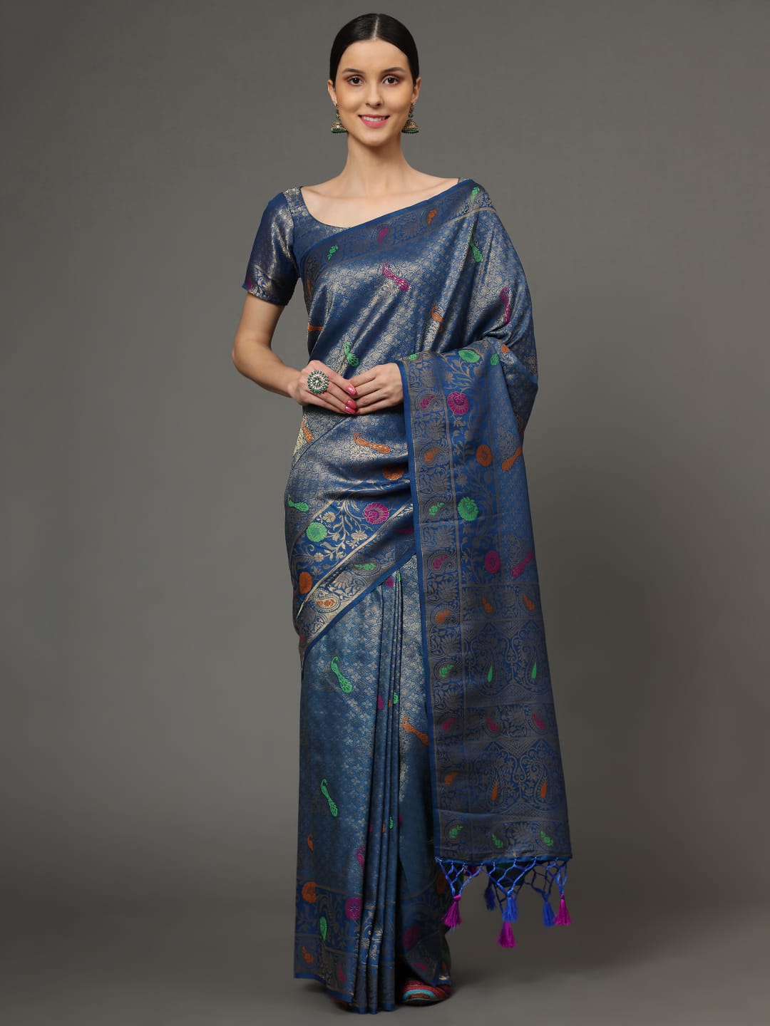 Beautiful Designer Morni Kubera Pattu Silk Saree