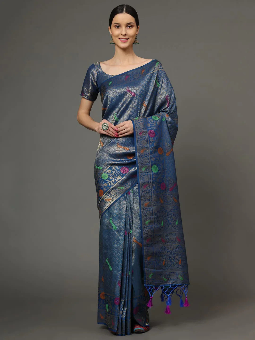Beautiful Designer Morni Kubera Pattu Silk Saree