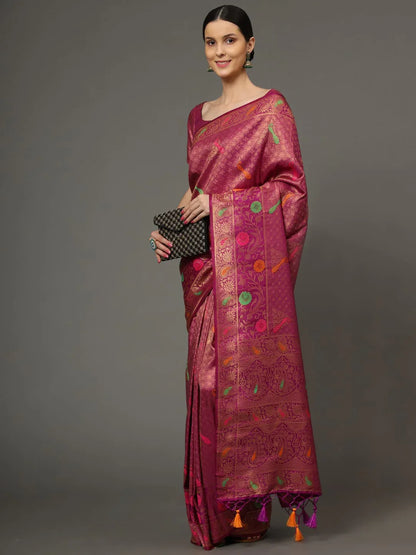 Beautiful Designer Morni Kubera Pattu Silk Saree