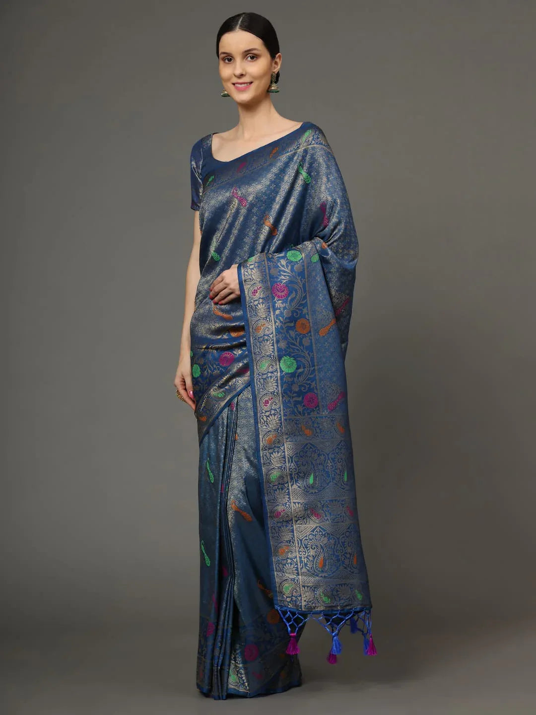Beautiful Designer Morni Kubera Pattu Silk Saree