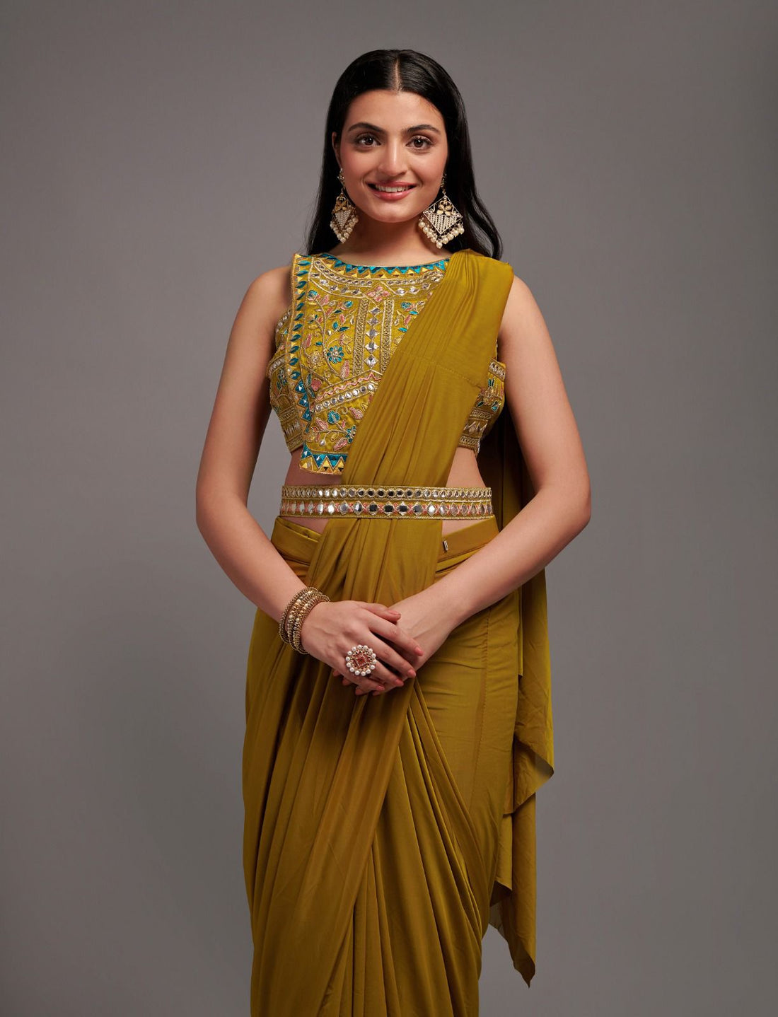 Ready to Wear Saree with Embroidered Blouse