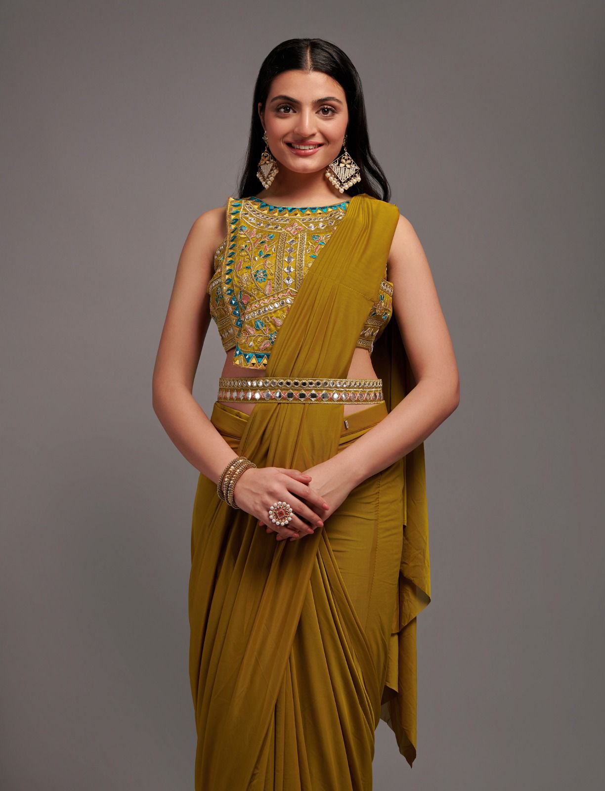 Ready to Wear Saree with Embroidered Blouse