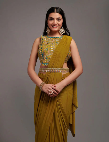 Ready to Wear Saree with Embroidered Blouse