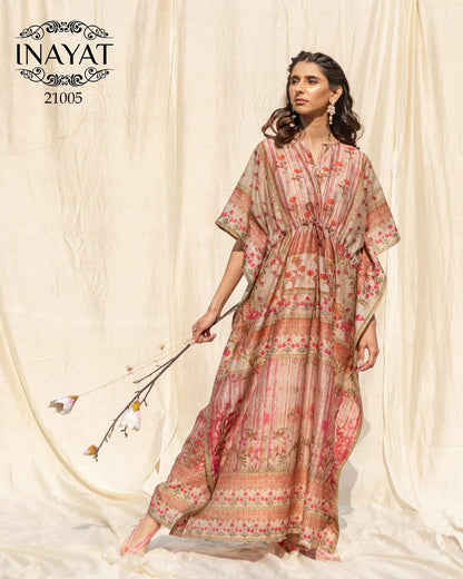 Inayat Kaftans Design Series: 21001 to 21007 Soft Silk Floral Printed Kaftans (499x07)