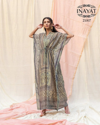 Inayat Kaftans Design Series: 21001 to 21007 Soft Silk Floral Printed Kaftans (499x07)