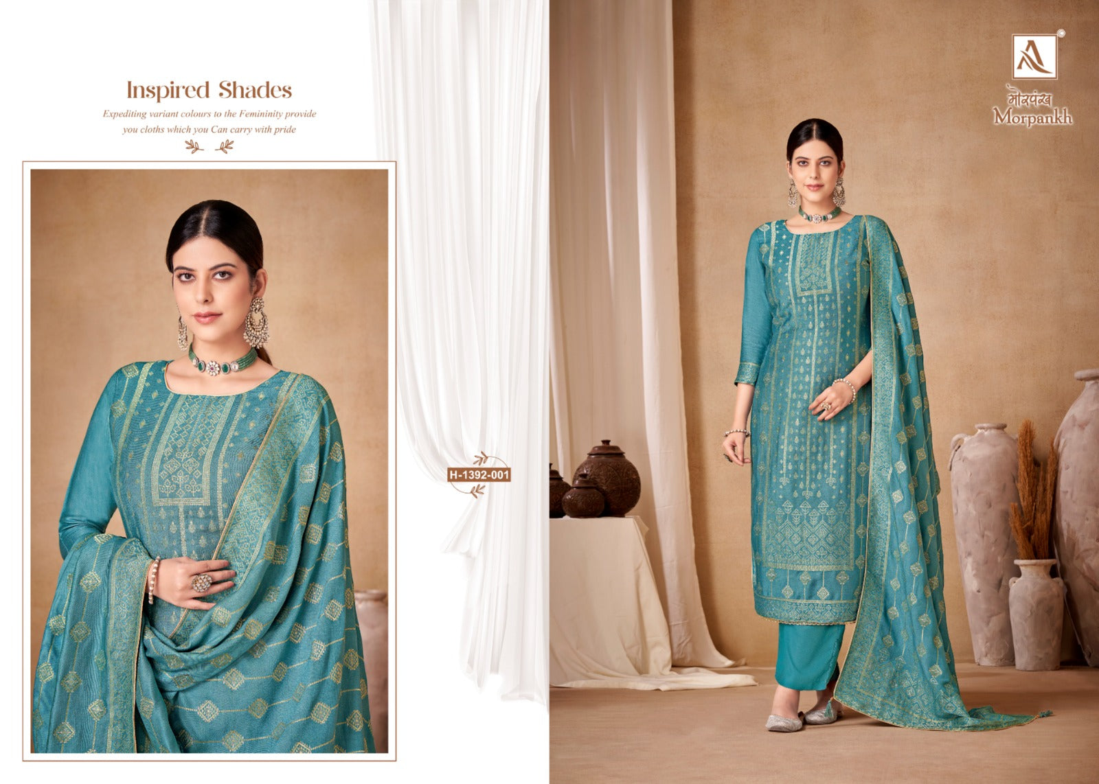 Alok Suits Morpankh Viscose Woolen Pashmina Jacquard With Heavy Hand Work Designer Suit