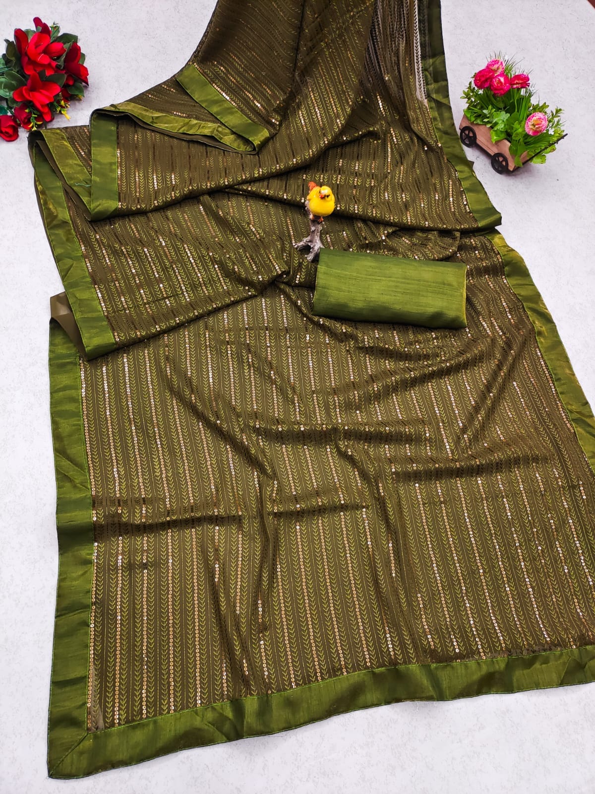 Beautiful Designer Heavy Georgette Exclusive Sequanc Saree Design 5020