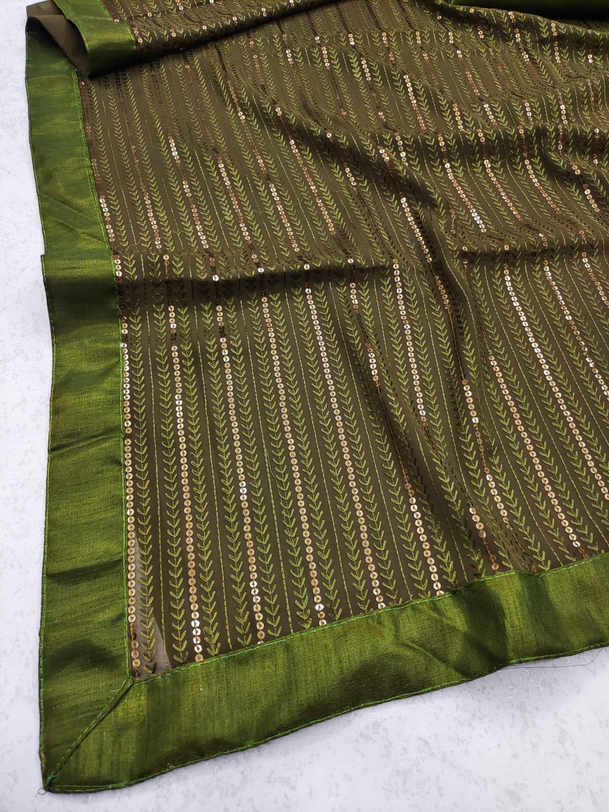Beautiful Designer Heavy Georgette Exclusive Sequanc Saree Design 5020