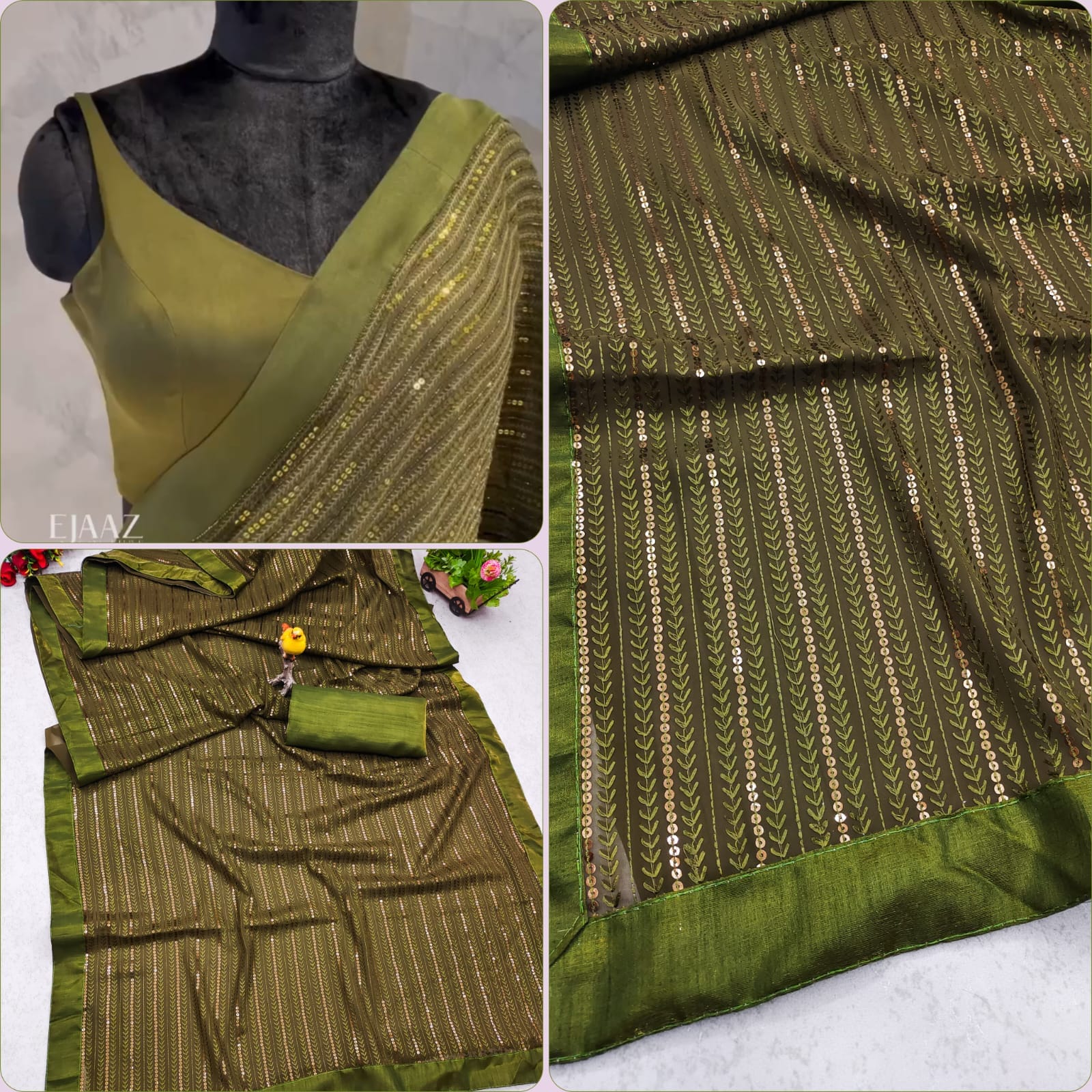 Beautiful Designer Heavy Georgette Exclusive Sequanc Saree Design 5020