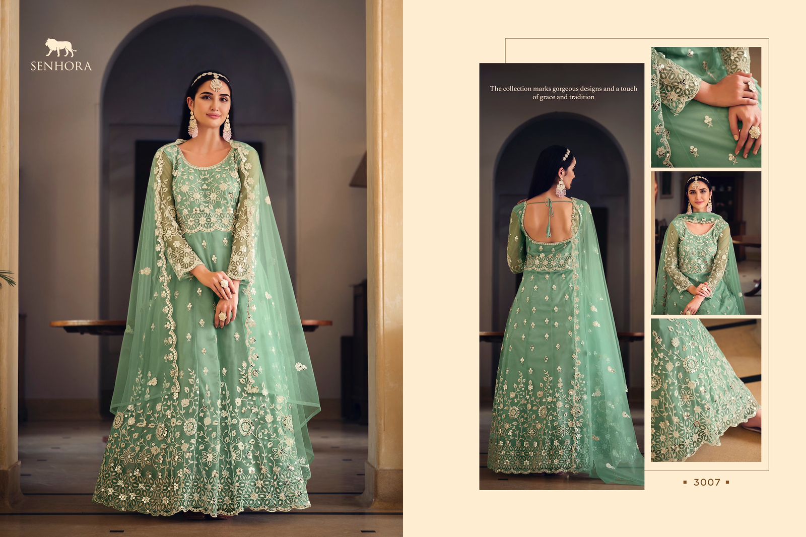 Beautiful Designer Senhora Sarika Butterfly Net Suit Design 3007
