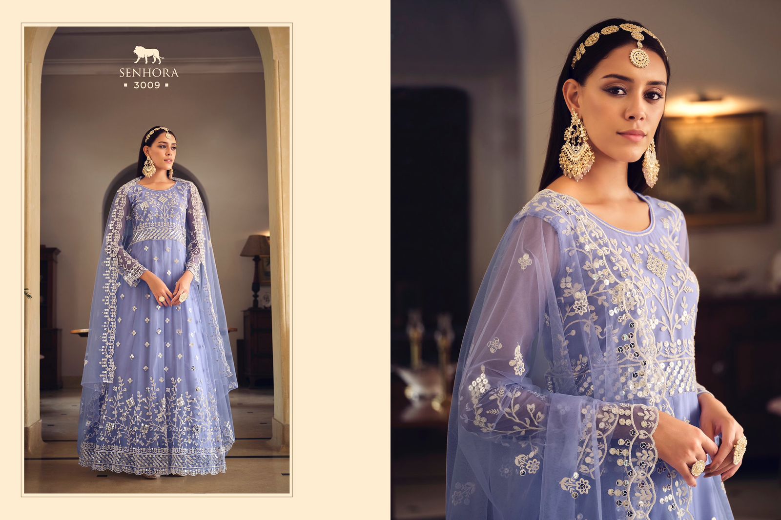 Beautiful Designer Senhora Sarika Butterfly Net Suit Design 3009