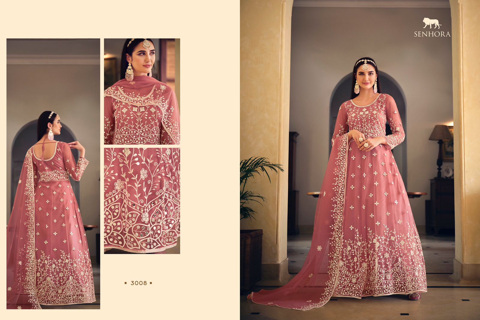 Beautiful Designer Senhora Sarika Butterfly Net Suit Design 3008