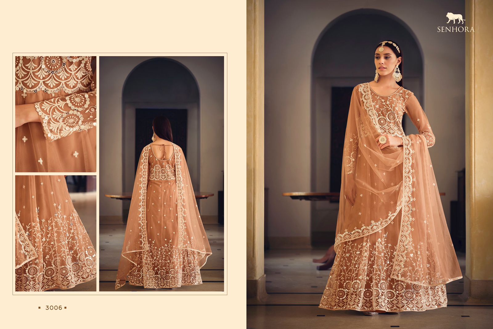 Beautiful Designer Senhora Sarika Butterfly Net Suit Design 3006
