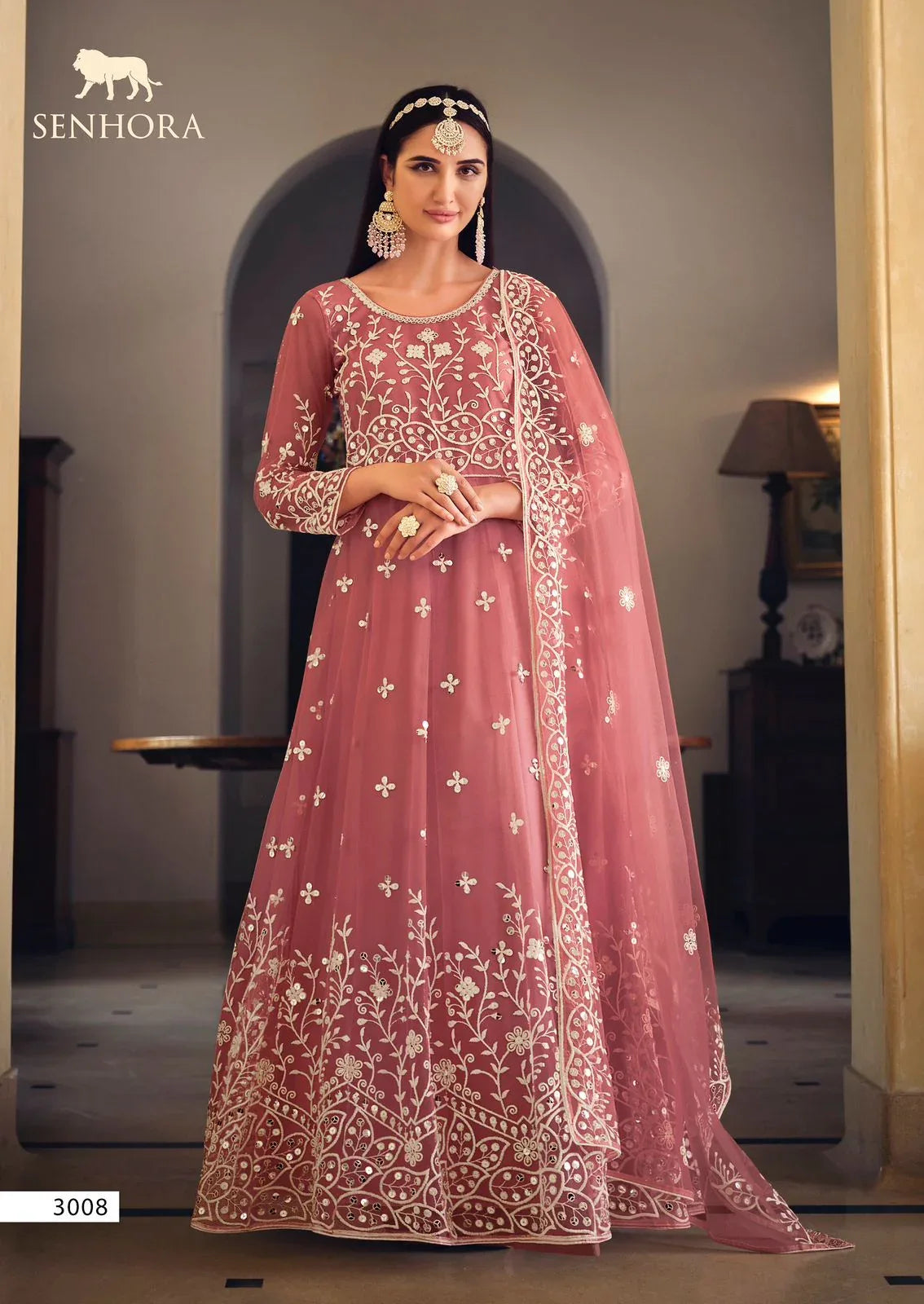 Beautiful Designer Senhora Sarika Butterfly Net Suit Design 3008