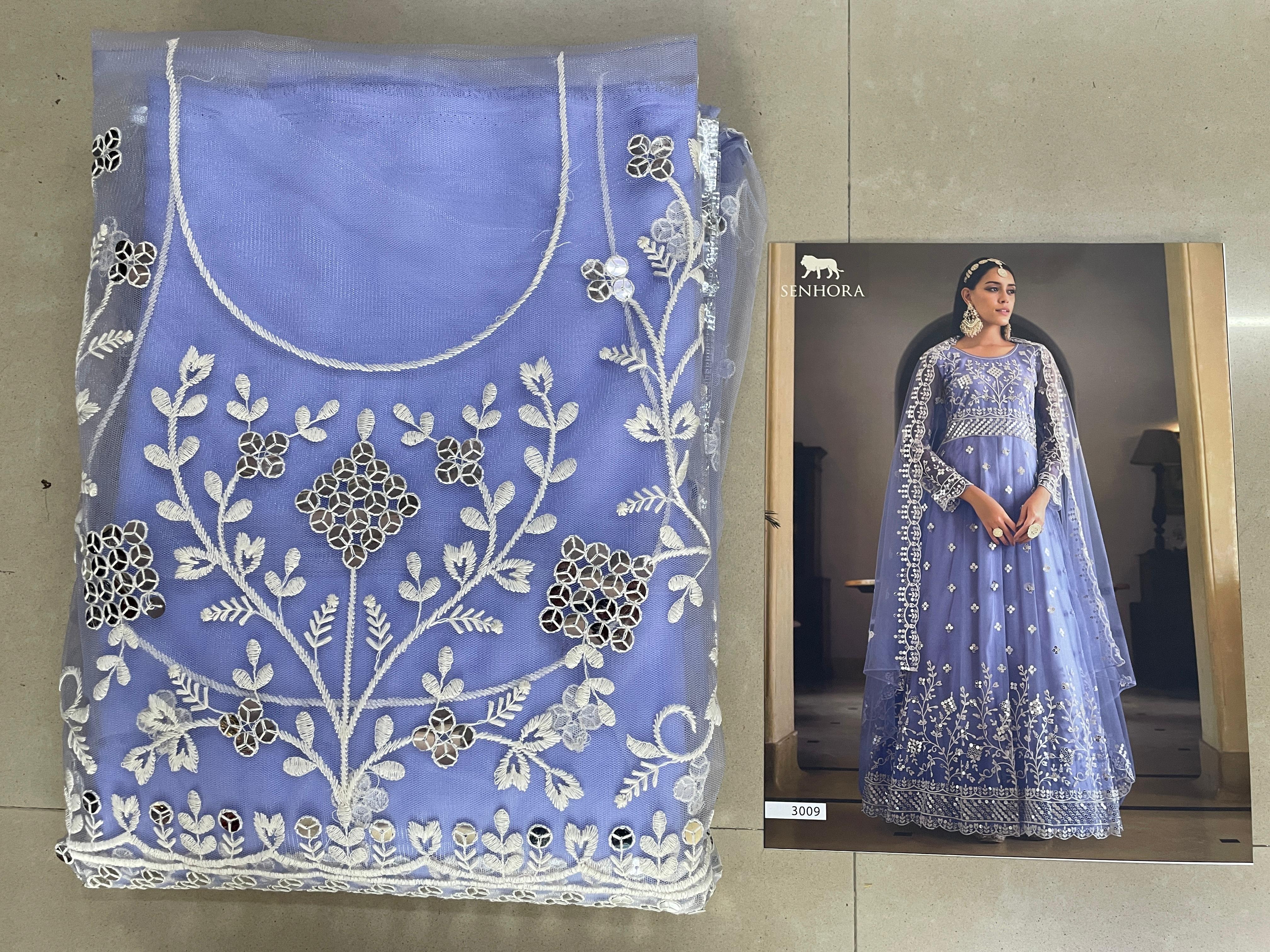 Beautiful Designer Senhora Sarika Butterfly Net Suit Design 3009