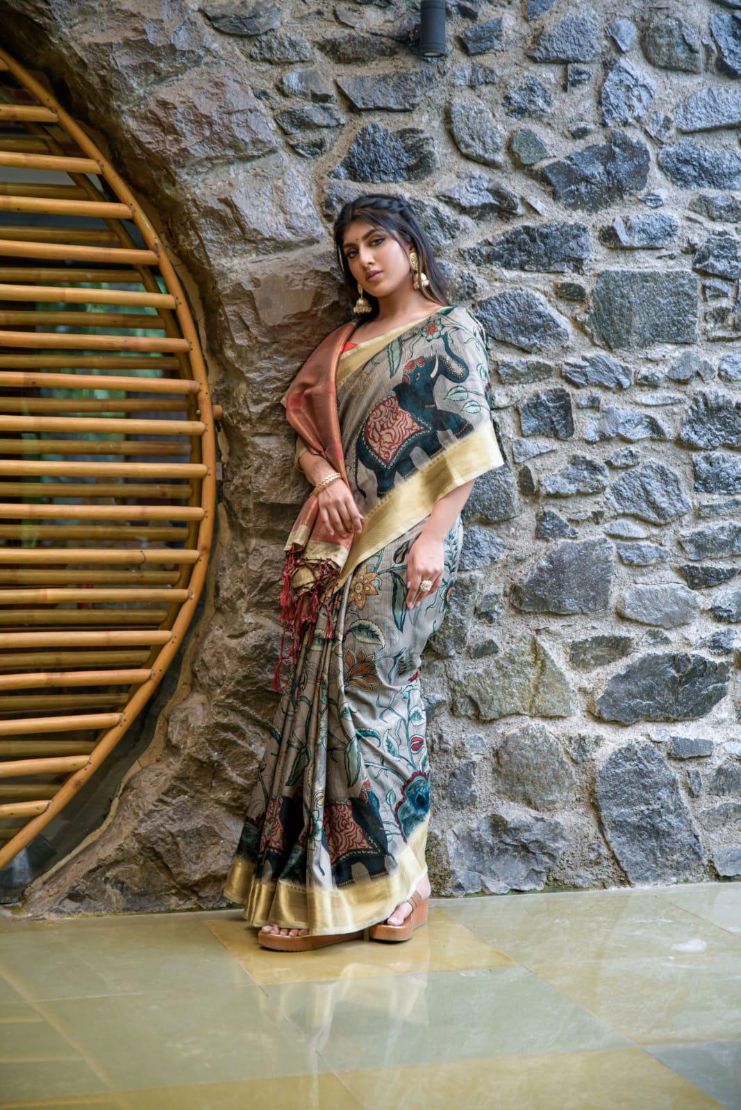 Beautiful Designer Premium Tussar silk Saree