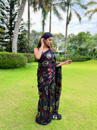 Beautiful Designer Heavy Georgette Exclusive Sequanc Saree Design 5297
