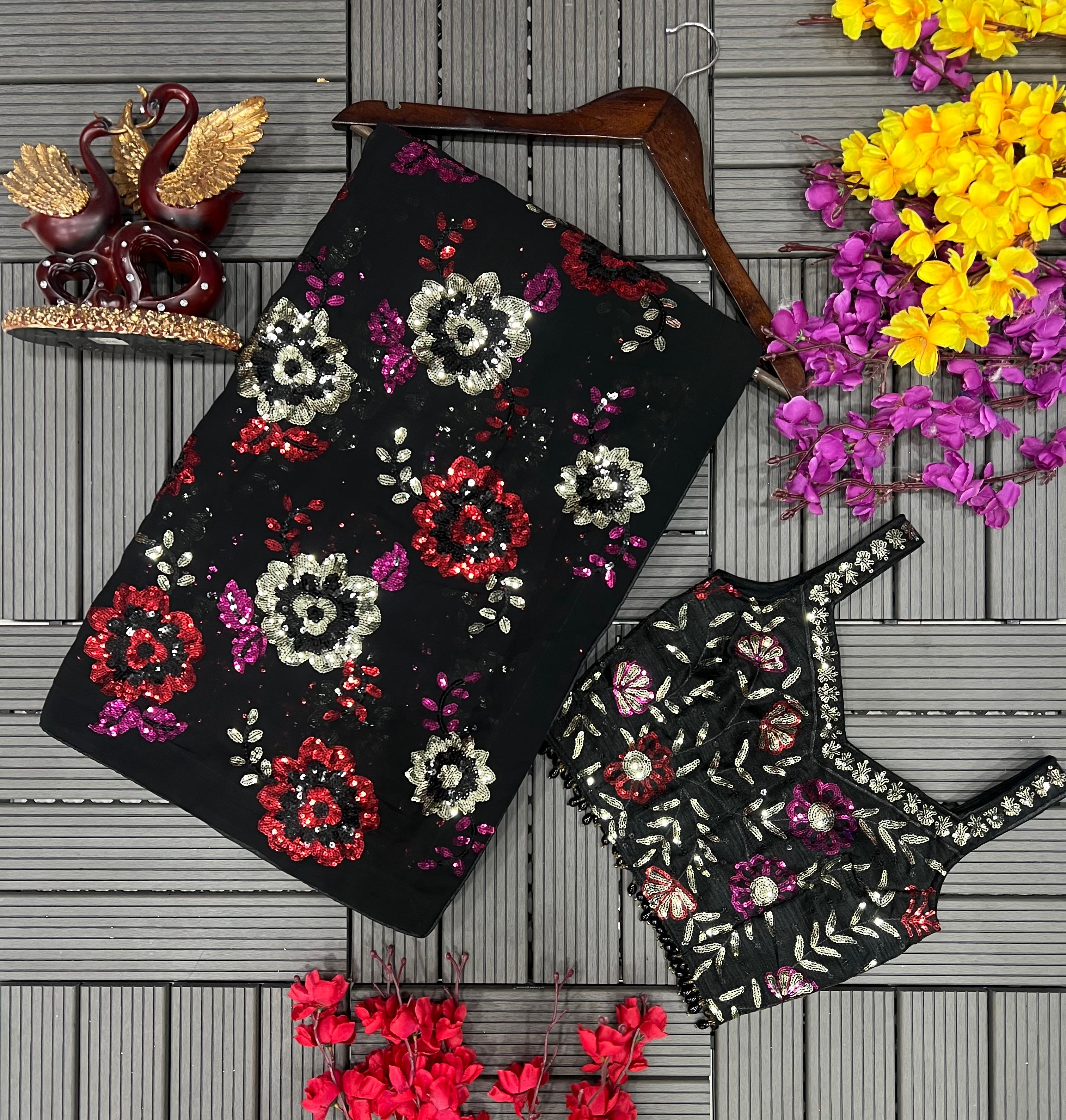 Beautiful Designer Heavy Georgette Exclusive Sequanc Saree Design 5297