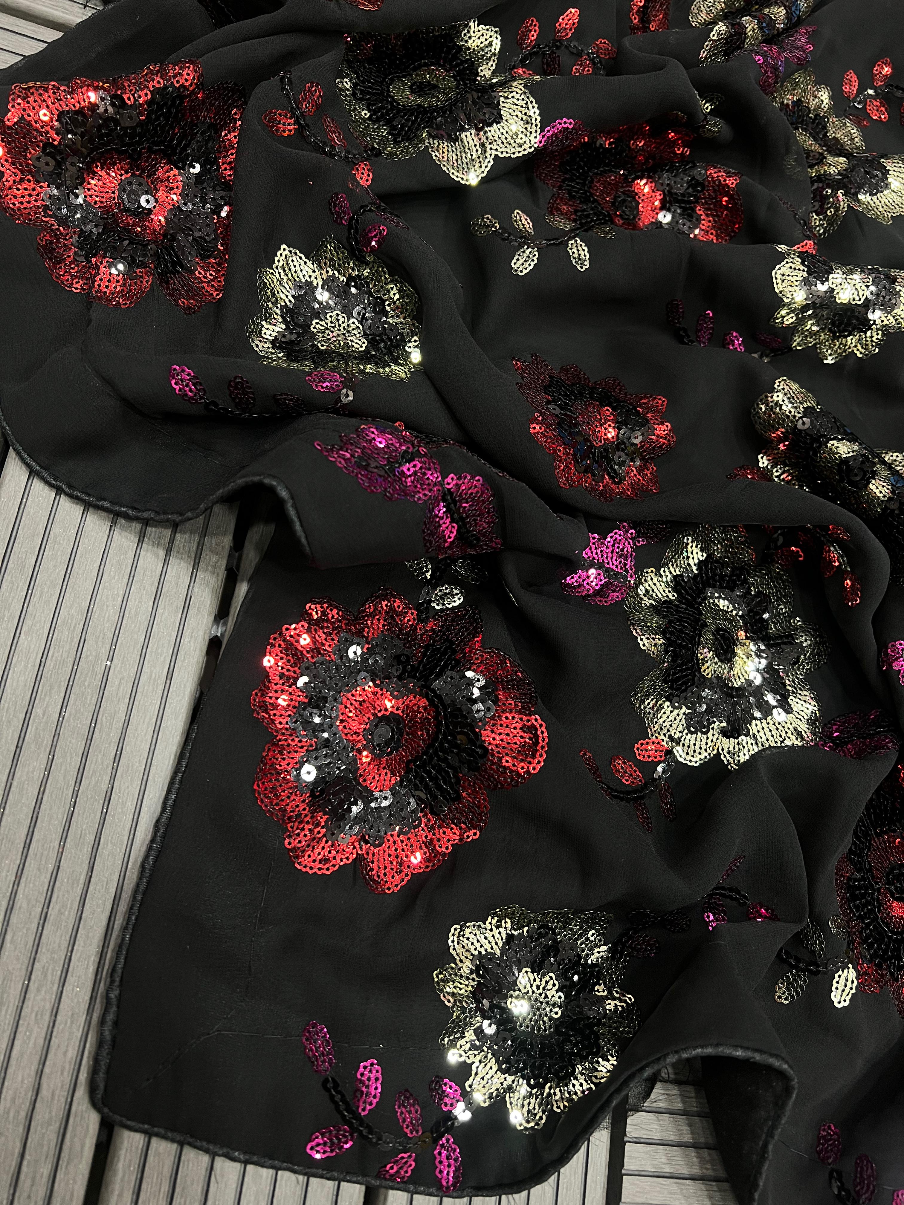 Beautiful Designer Heavy Georgette Exclusive Sequanc Saree Design 5297