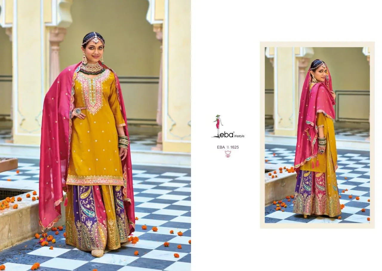 Eba Lifestyle Saffron Vol-3 1624-1625 Series Latest Readymade Salwar Kameez
