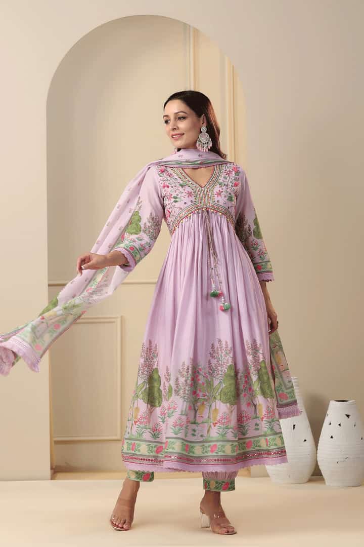 Beautiful Designer Pakistani Muslin Alia Cut Suit