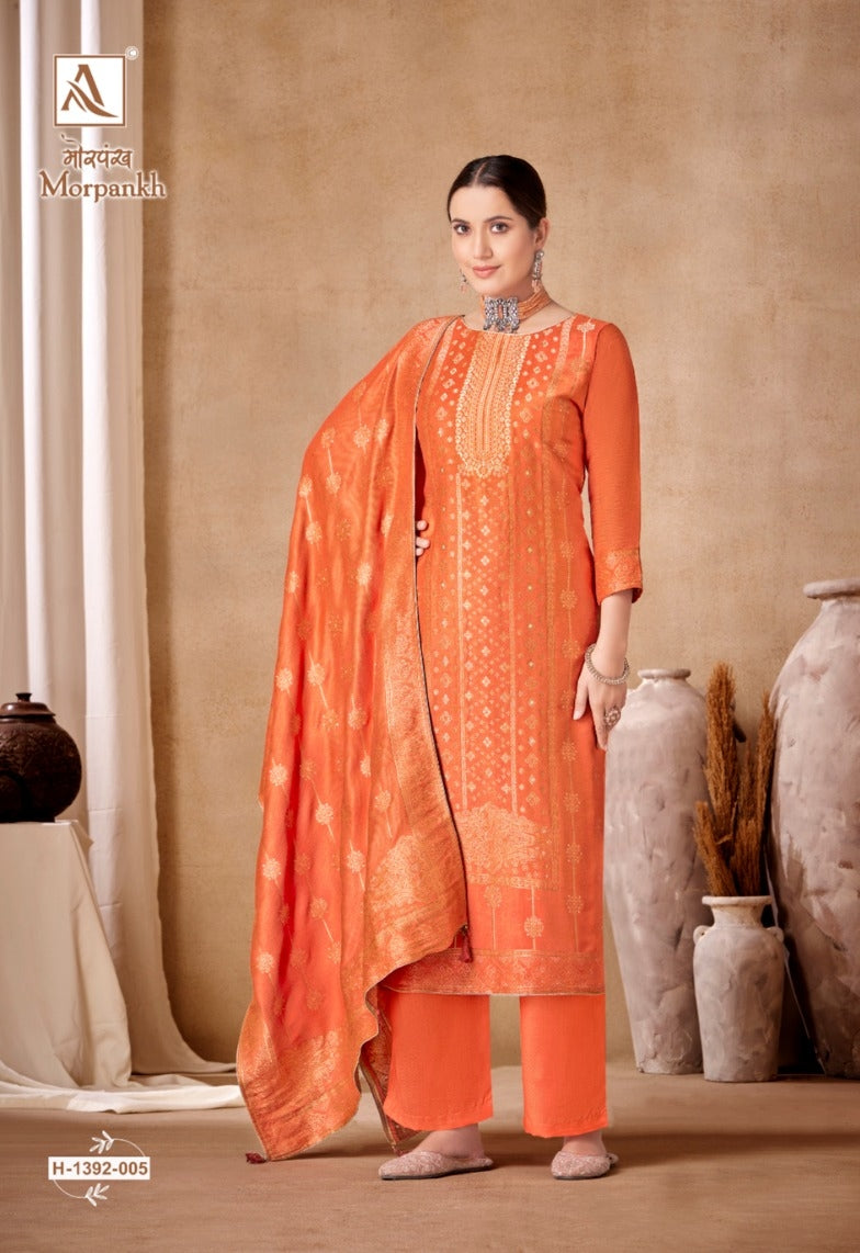 Alok Suits Morpankh Viscose Woolen Pashmina Jacquard With Heavy Hand Work Designer Suit