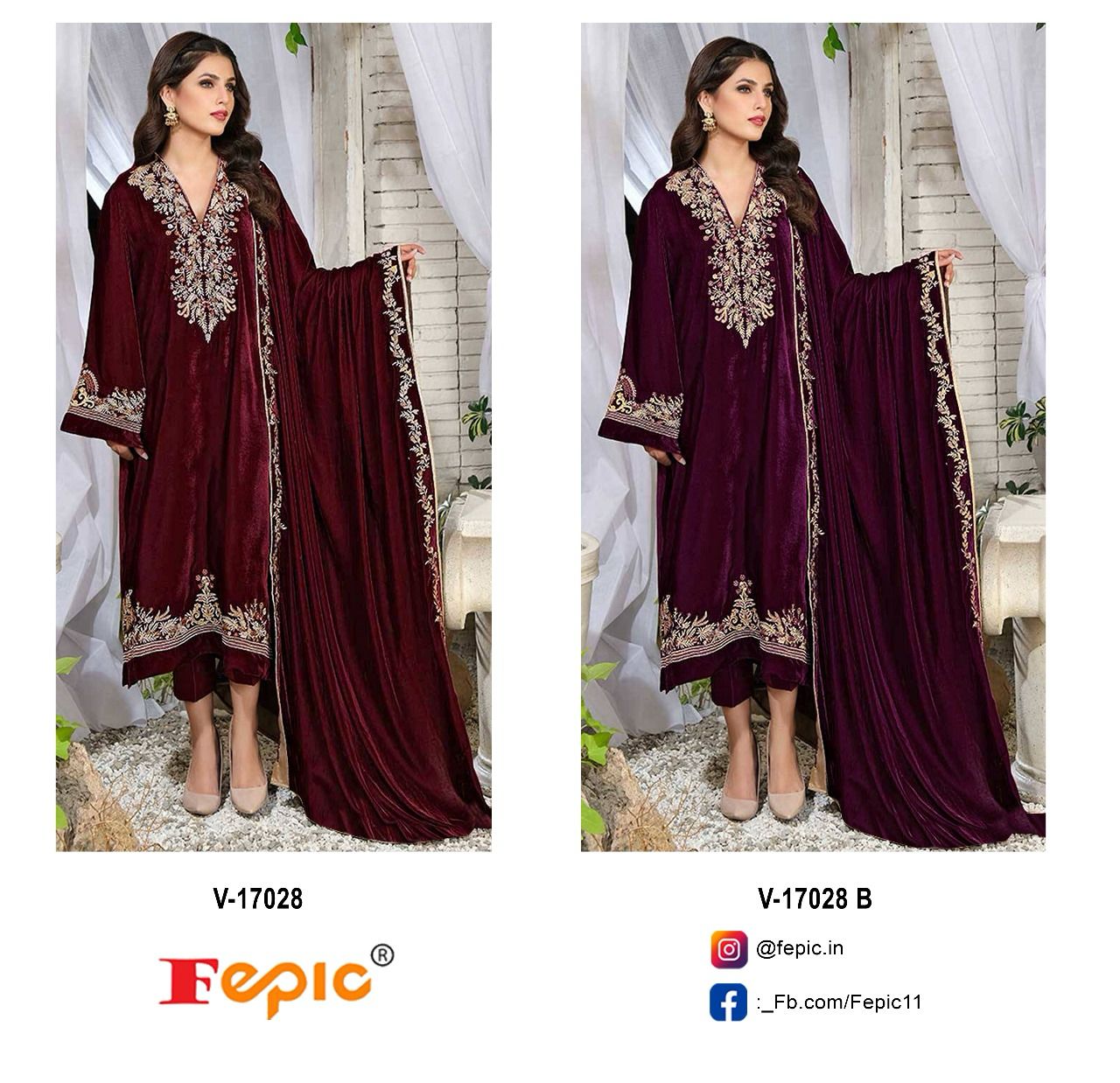 Fepic V 17028 Rosemeen Velvet Pakistani Suits