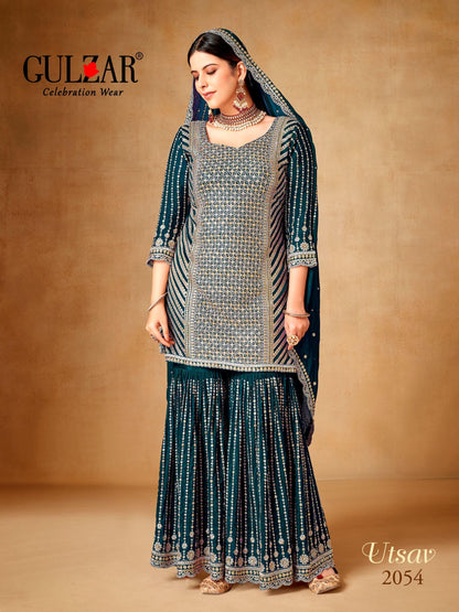 Beautiful Designer Gulzar Utsav Sharara Series 2051 to 2054