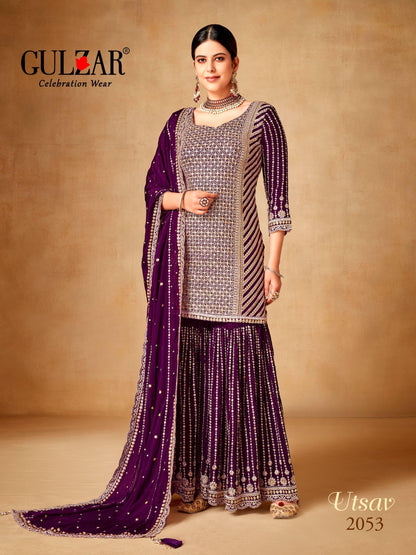 Beautiful Designer Gulzar Utsav Sharara Series 2051 to 2054