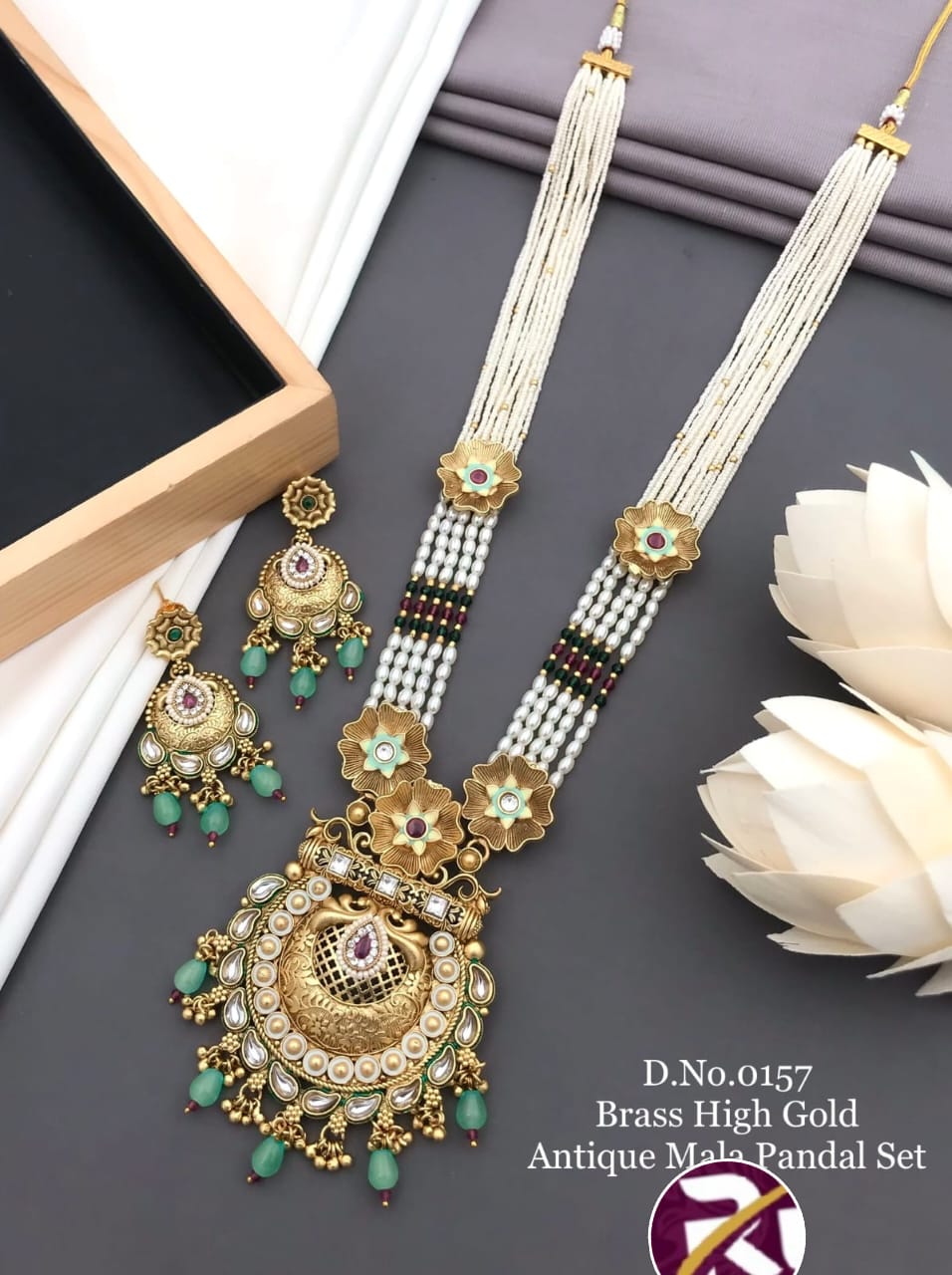 Beautiful High Gold Plated Antique Kundan and Moti Mala