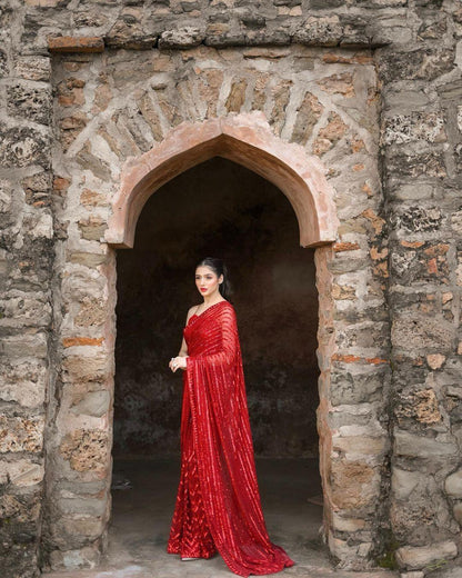 Beautiful Designer Heavy Georgette Exclusive Sequanc Saree Design 5291