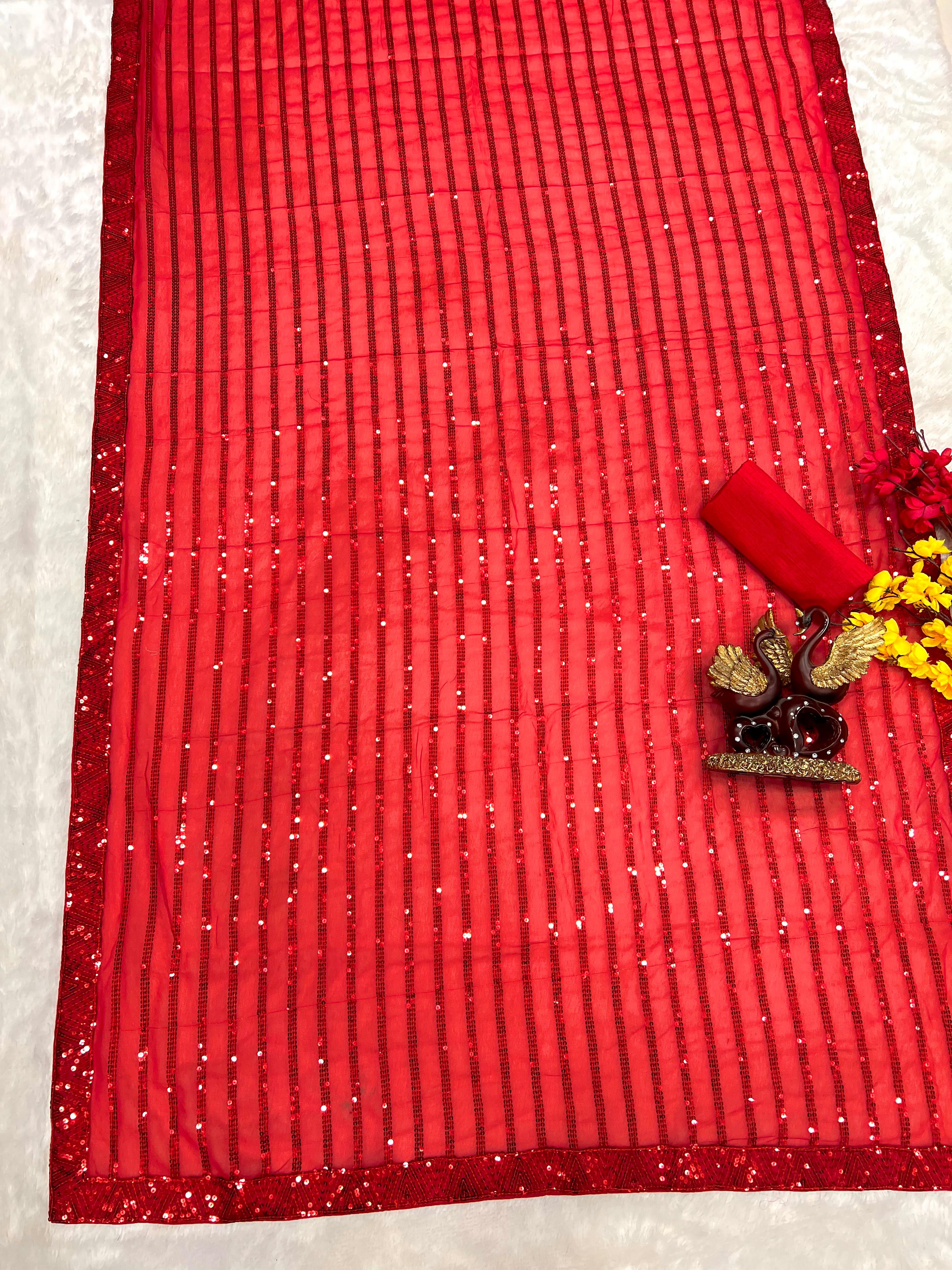 Beautiful Designer Heavy Georgette Exclusive Sequanc Saree Design 5291