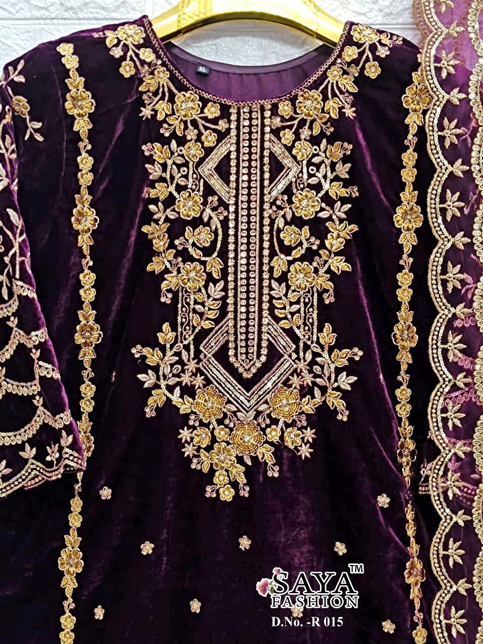 Saya R 015 Velvet Pashmina Wear Salwar Kameez Wholesale catalog