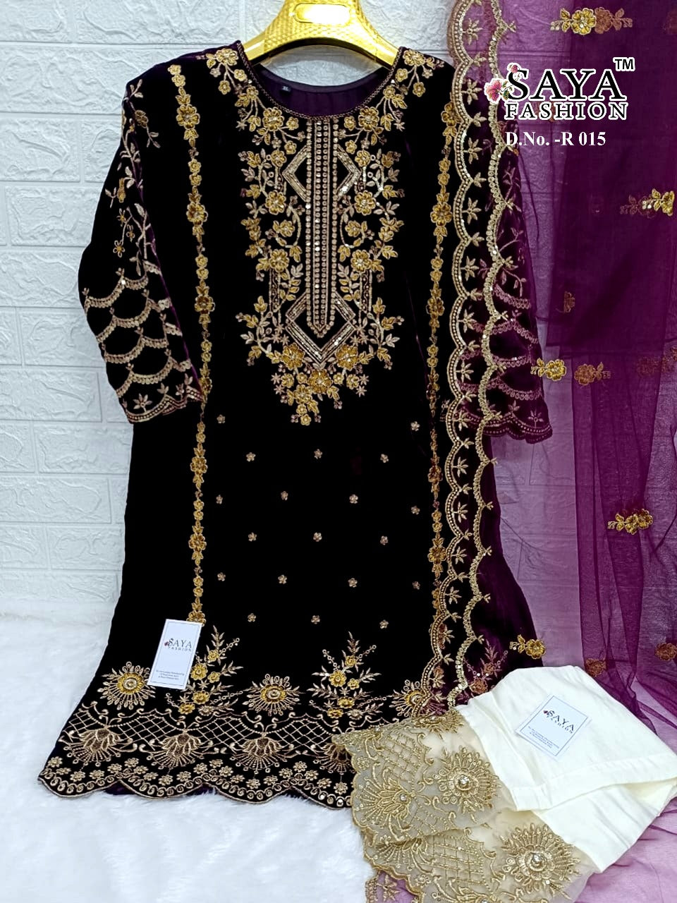 Saya R 015 Velvet Pashmina Wear Salwar Kameez Wholesale catalog