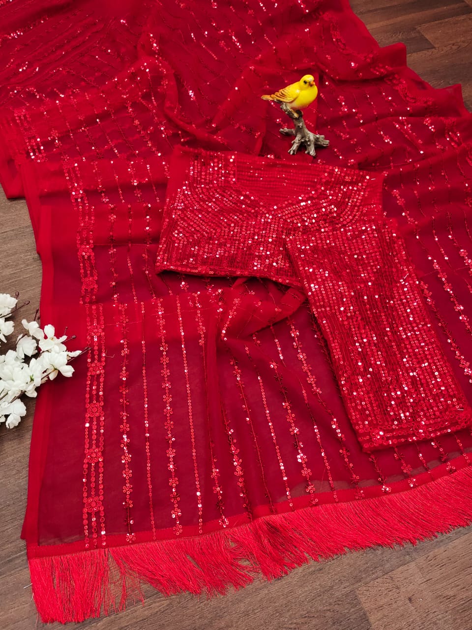 Beautiful Designer Heavy Butterfly Net Exclusive Sequanc Saree Design 5055