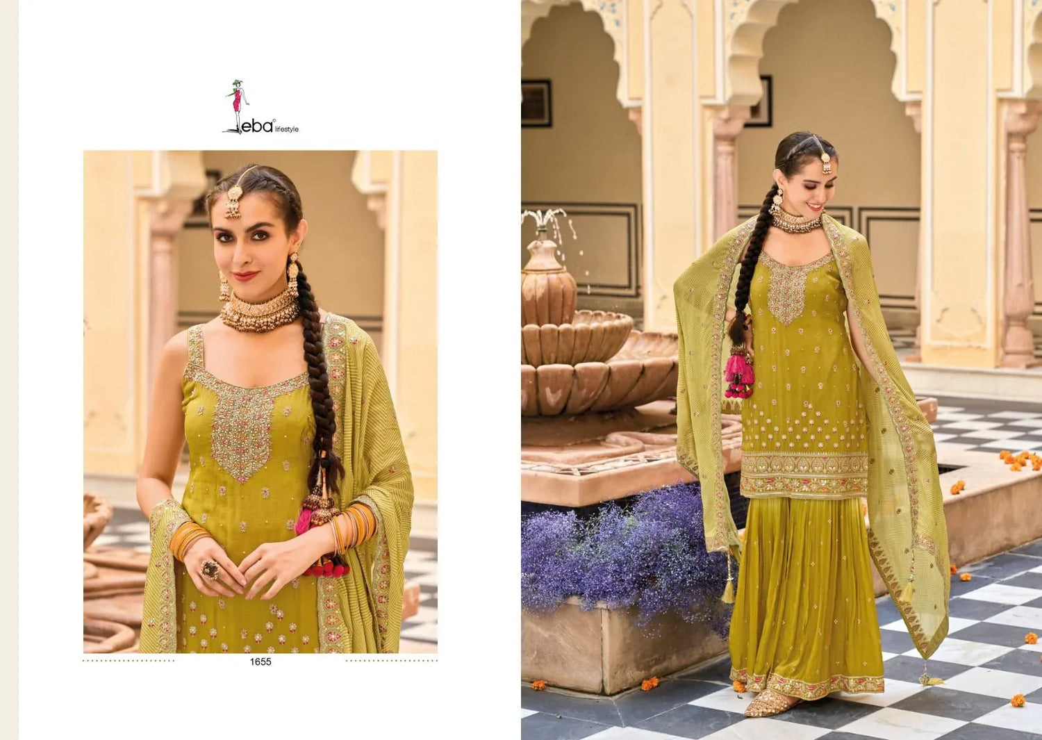 Eba Lifestyle Alfaaz Wedding Wear Embroidery Work Kurti Plazo