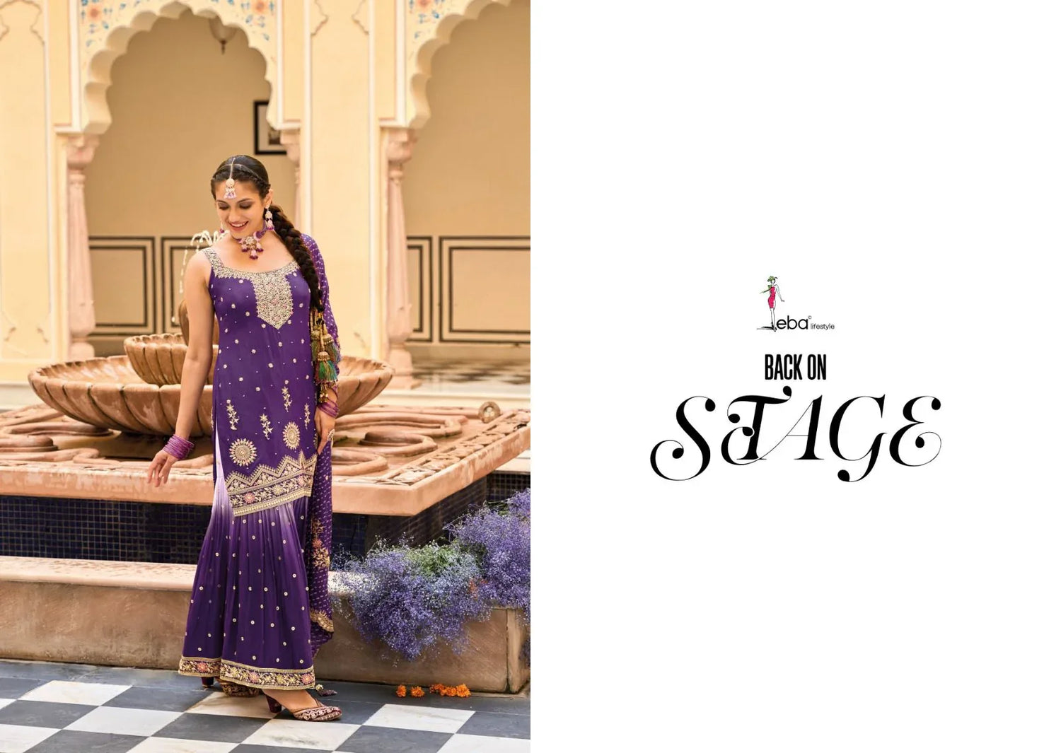 Eba Lifestyle Alfaaz Wedding Wear Embroidery Work Kurti Plazo