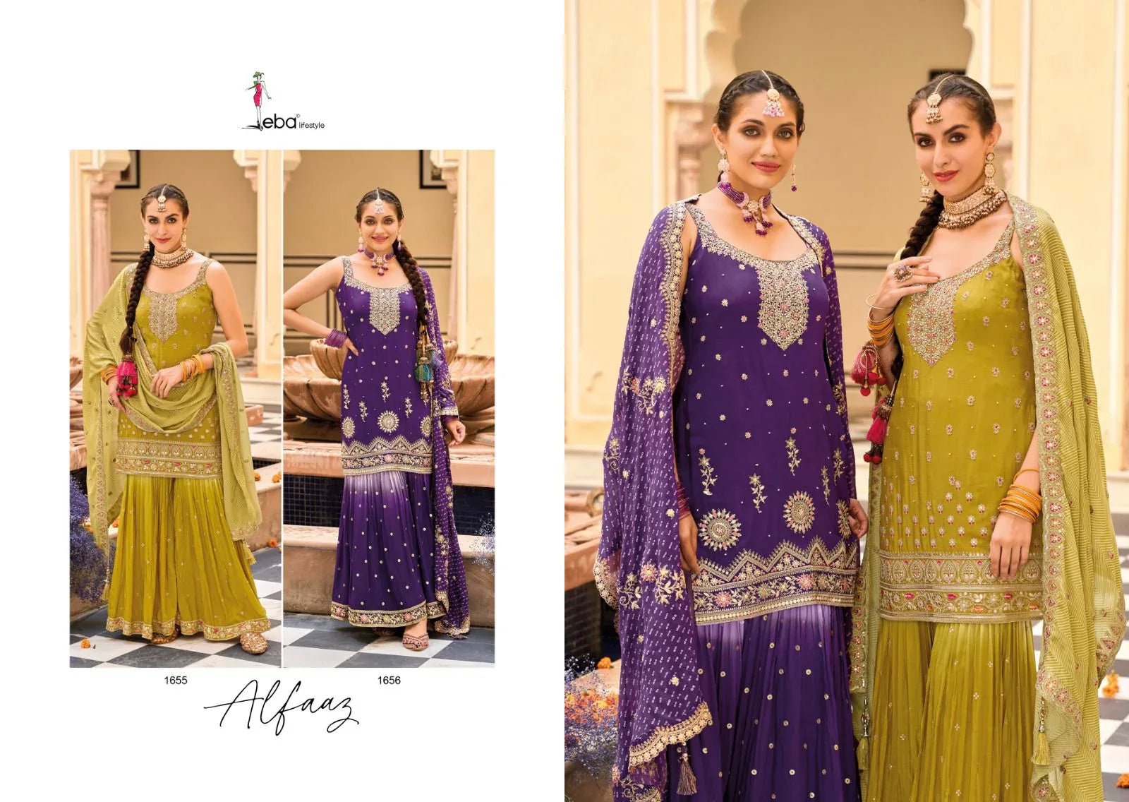 Eba Lifestyle Alfaaz Wedding Wear Embroidery Work Kurti Plazo