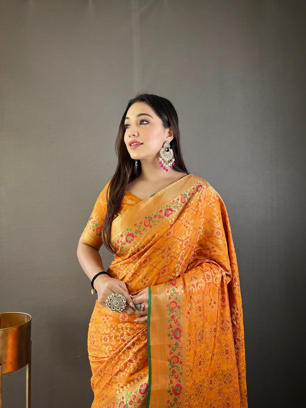 Ready To Wear 1 Minute drape in Pure bandhej Patola Silk Saree