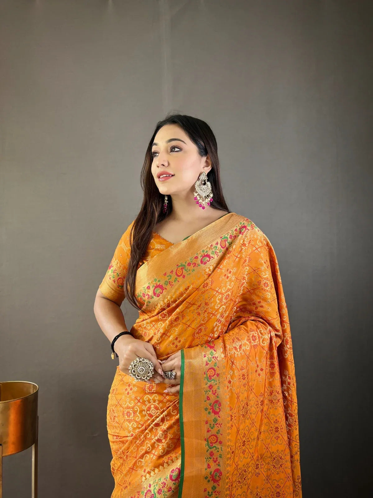 Ready To Wear 1 Minute drape in Pure bandhej Patola Silk Saree