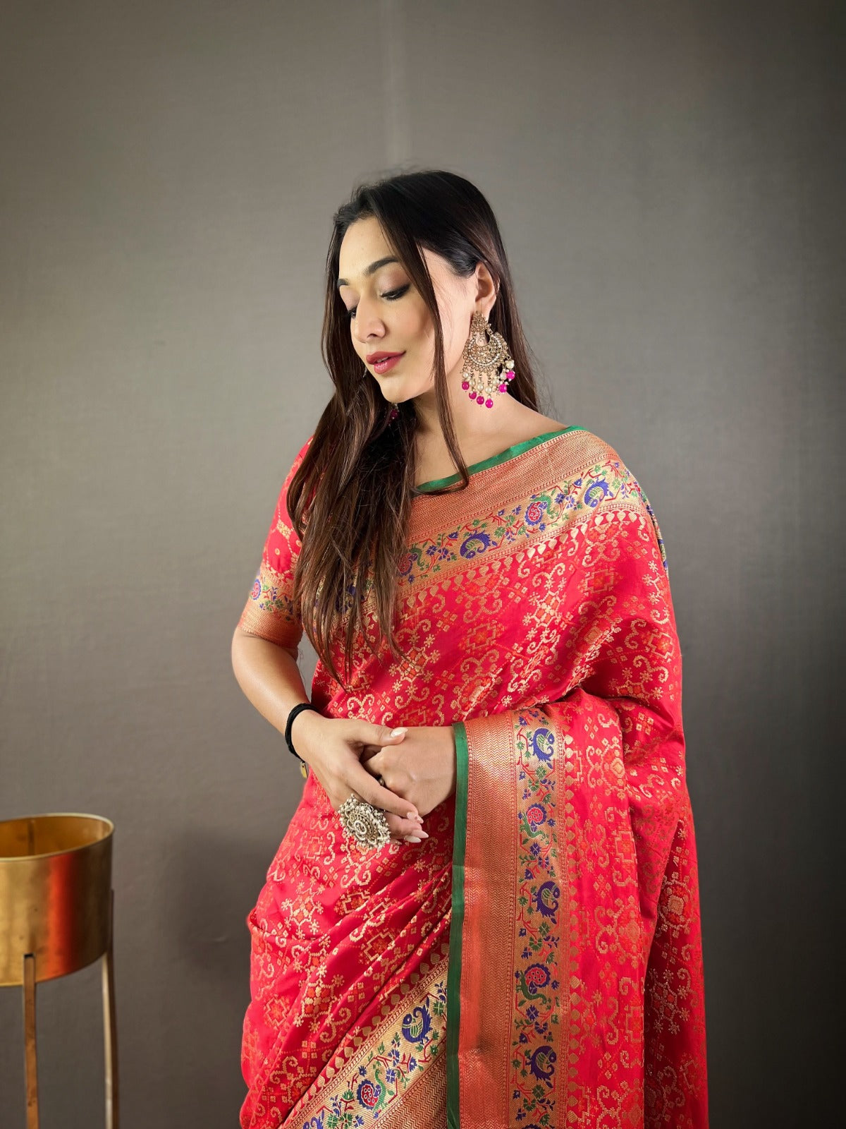 Ready To Wear 1 Minute drape in Pure bandhej Patola Silk Saree