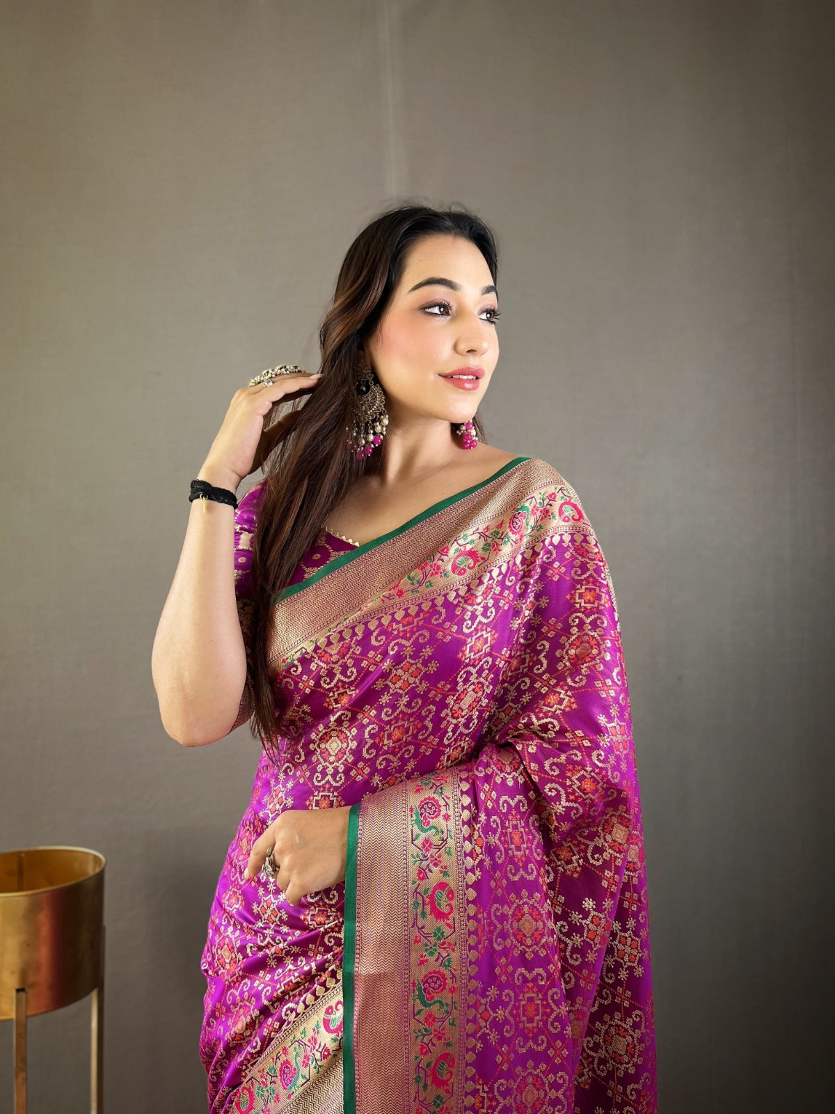 Ready To Wear 1 Minute drape in Pure bandhej Patola Silk Saree