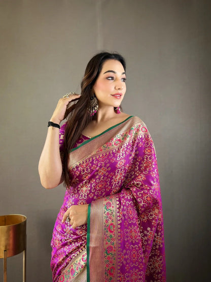 Ready To Wear 1 Minute drape in Pure bandhej Patola Silk Saree