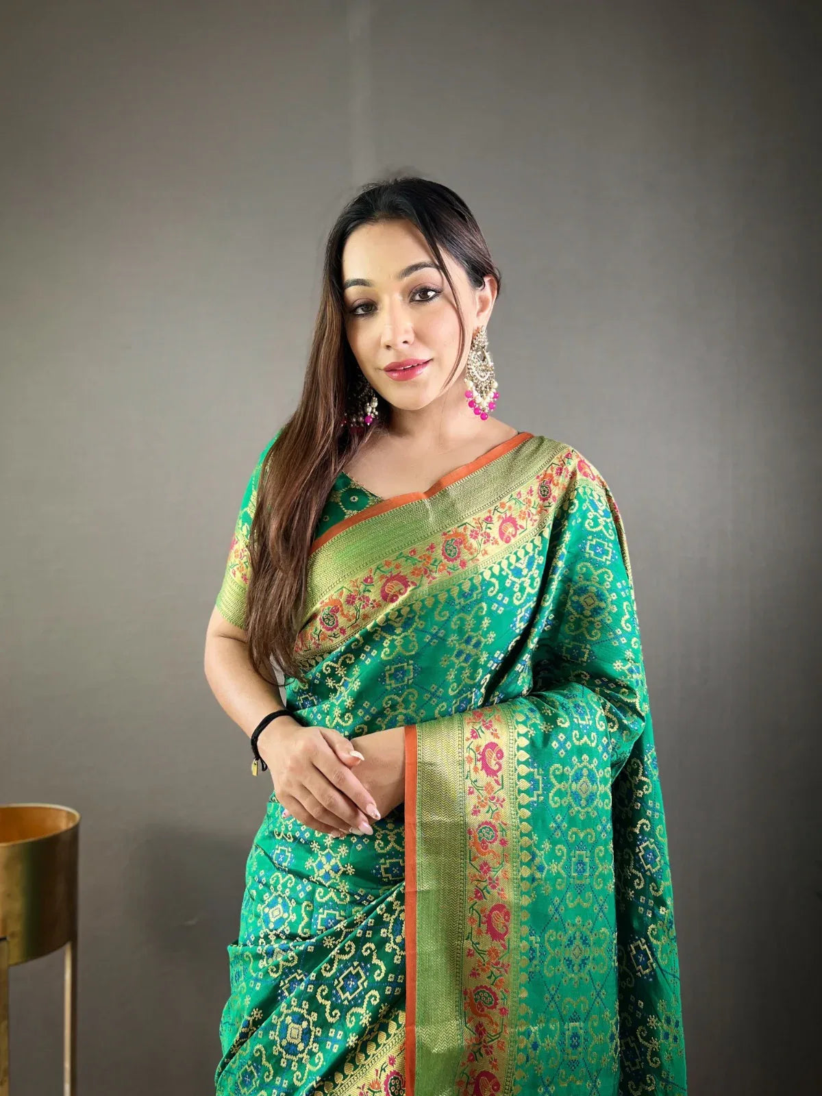 Ready To Wear 1 Minute drape in Pure bandhej Patola Silk Saree
