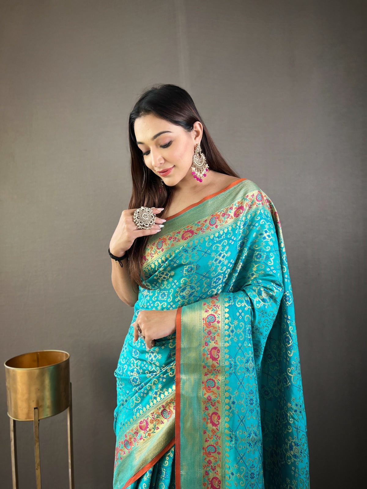 Ready To Wear 1 Minute drape in Pure bandhej Patola Silk Saree