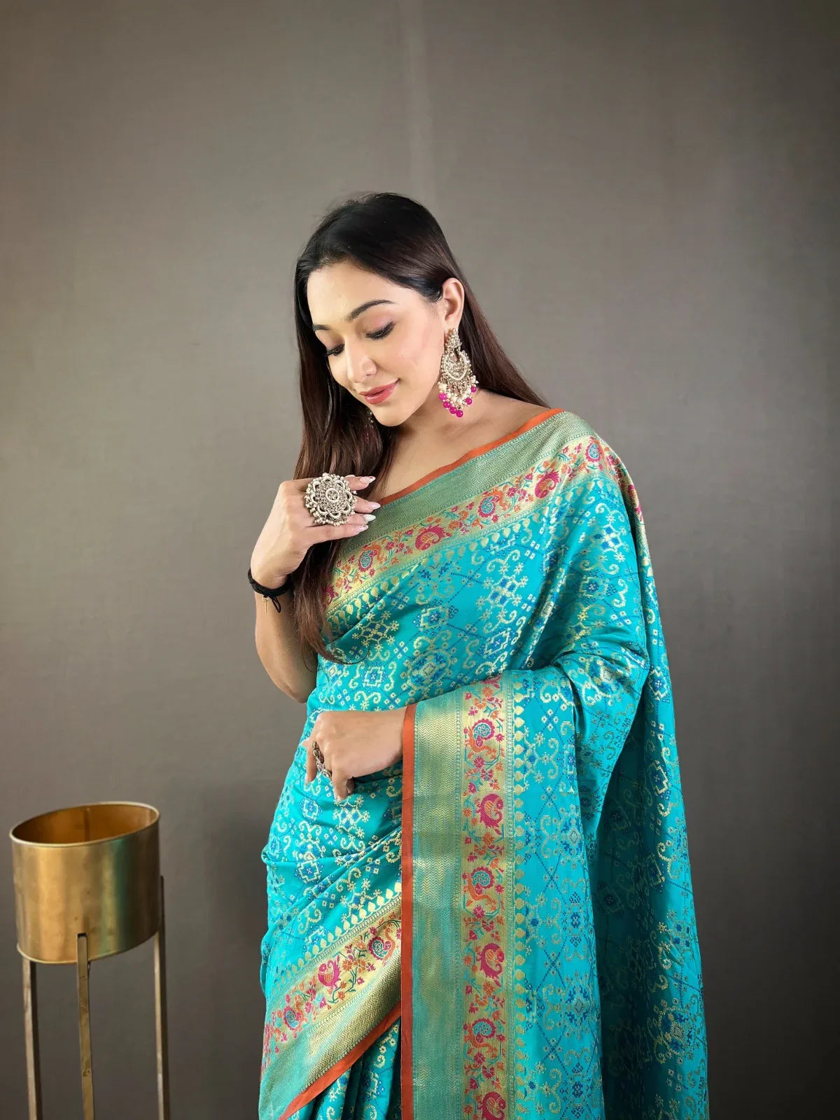 Ready To Wear 1 Minute drape in Pure bandhej Patola Silk Saree