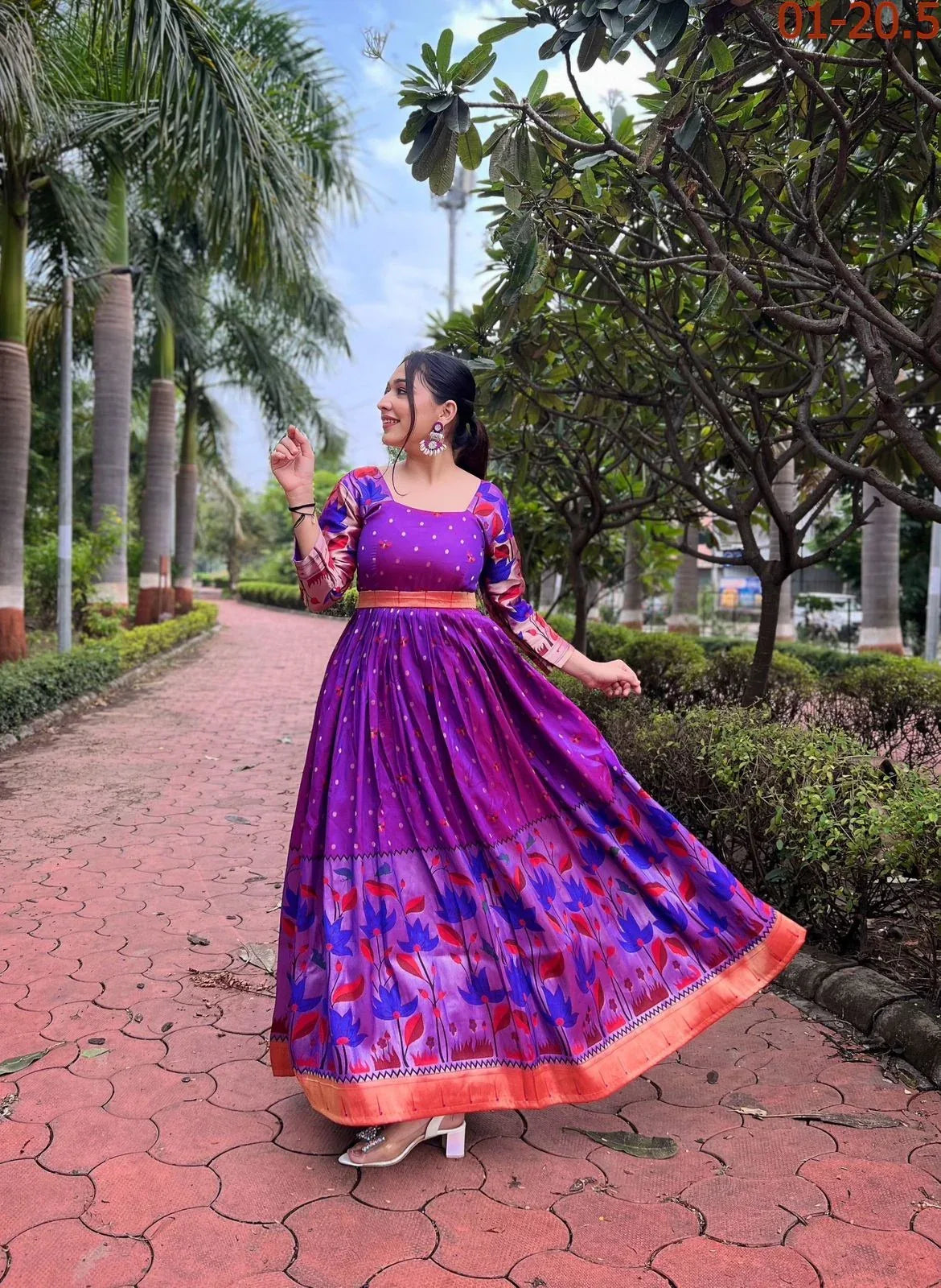 Designer Traditional Kanchipuram Soft Silk Gown