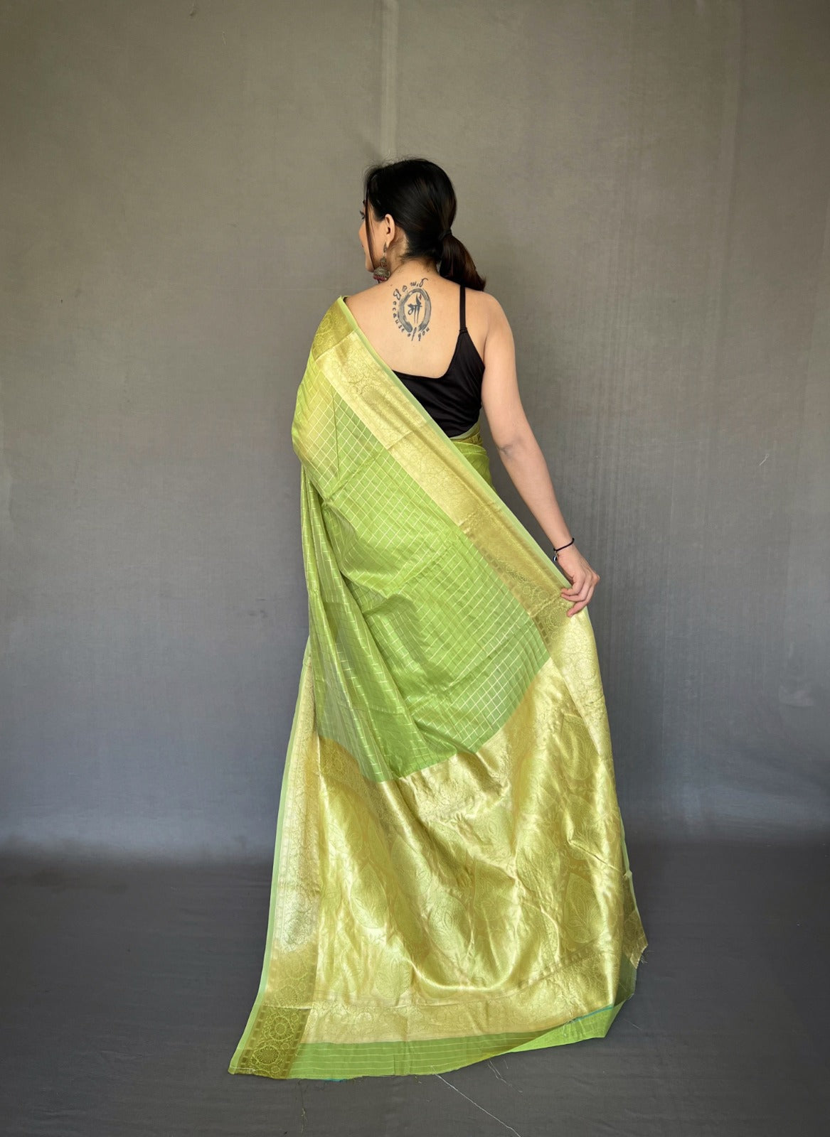 Beautiful Designer Organza Checks Saree
